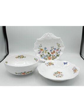 Cottage Garden by Aynsley Serving Lot Clyde Centerpiece - Fan Tray- 7 Inch Bowl